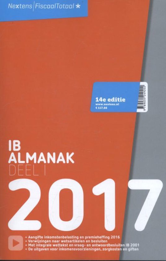 IB Almanak 2017 deel 1, 14e editie, Nextens FiscaalTotaal, oranje omslag, tweedehands