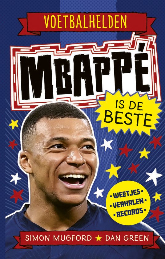 Mbappé is de beste, Simon Mugford, boekomslag voorkant met een portret van Mbappé, tweedehands