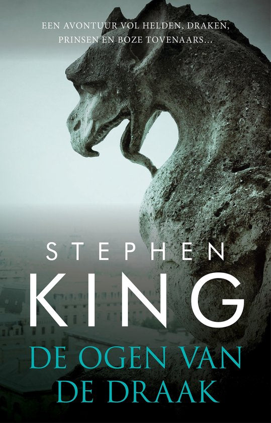 De ogen van de draak, Stephen King, boekomslag voorkant met een stenen drakenbeeld, tweedehands