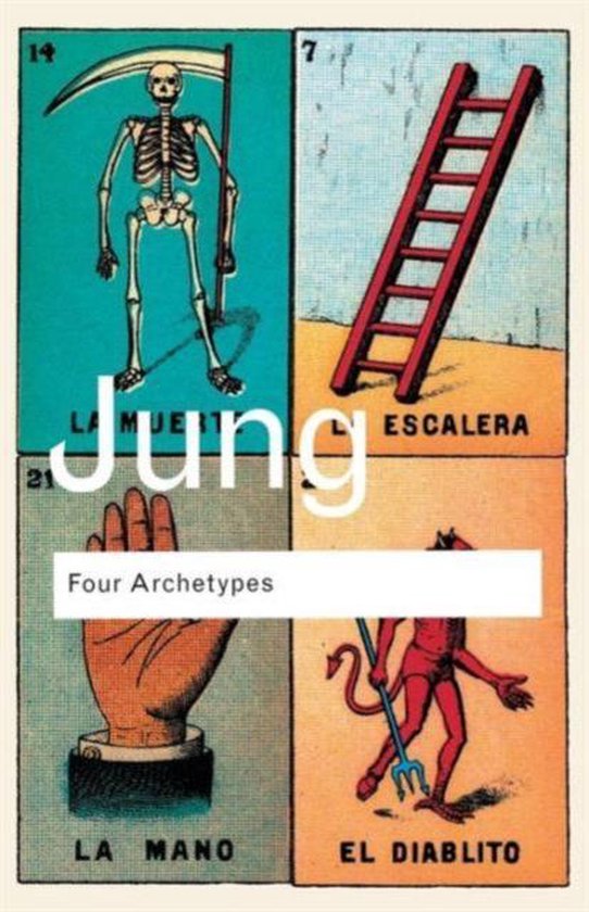 Four Archetypes, C.G. Jung, Routledge Classics, boekomslag voorkant met vier kleurige kaartillustraties, tweedehands
