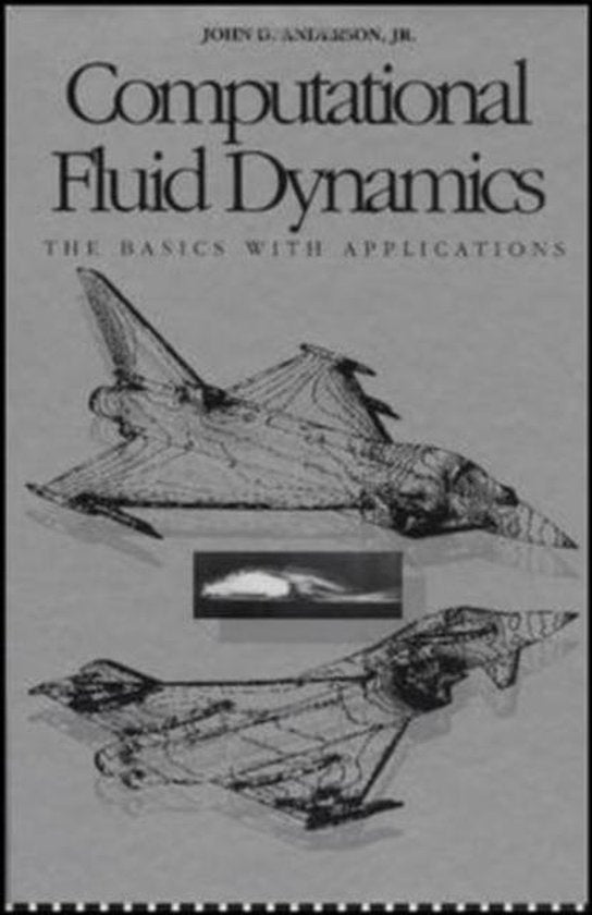 Computational Fluid Dynamics, John Anderson, boekomslag voorkant met wireframetekeningen van vliegtuigen, tweedehands