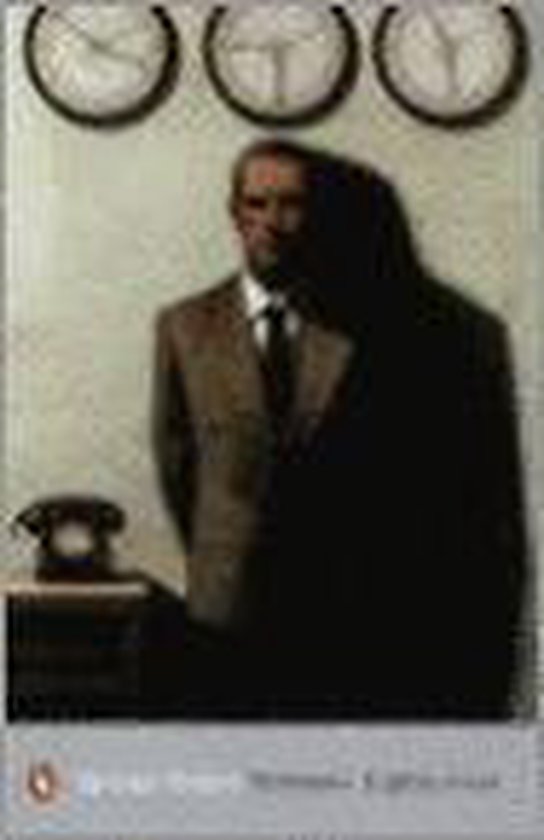 1984, George Orwell, boekomslag voorkant met een man achter een oude telefoon, tweedehands