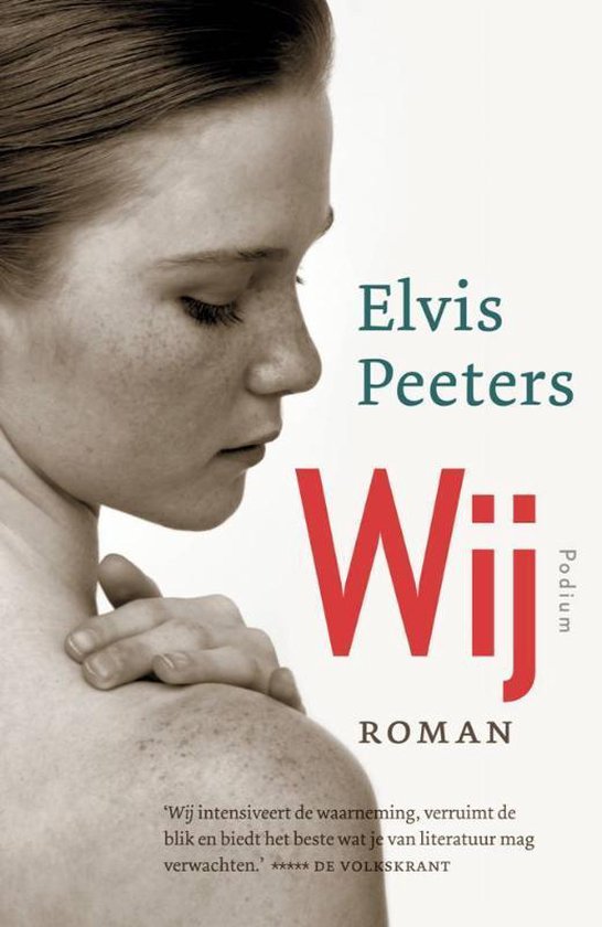 Wij, Elvis Peeters, roman, witte omslag met een zwart-wit portret van een meisje met sproeten, tweedehands