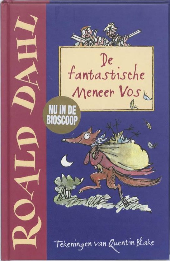 De fantastische Meneer Vos, Roald Dahl, tekeningen van Quentin Blake, blauwe omslag met een vos met een zak, tweedehands