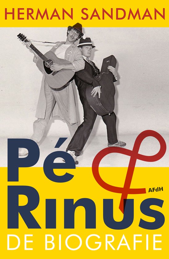 Pé & Rinus, de biografie, Herman Sandman, gele omslag met een zwart-witfoto van twee muzikanten, tweedehands