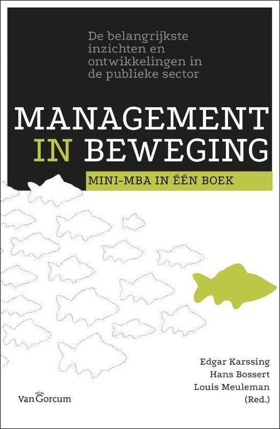 Management in beweging, mini-MBA in één boek, Edgar Karssing e.a., omslag met een school vissen, tweedehands