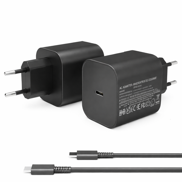 AC adapter voor Nintendo Switch 2, zwart, stekkerblokken met EU-stekker en USB-C kabel