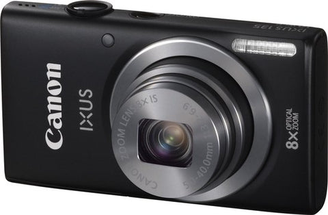 Canon IXUS 135 digitale compactcamera, zwart, voorkant