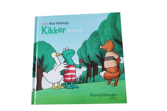 Kikker en de vos, Max Velthuijs, boekomslag voorkant met een kikker, een eend en een vos, tweedehands
