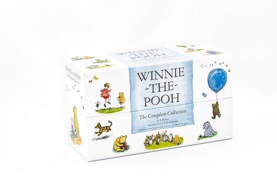 Winnie-the-Pooh, The Complete Collection, A. A. Milne, witte cassette met tekeningen van Pooh en zijn vrienden, tweedehands