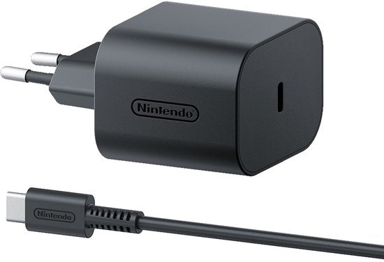 Nintendo Switch 2 AC-adapter met oplaadkabel, vooraanzicht, tweedehands