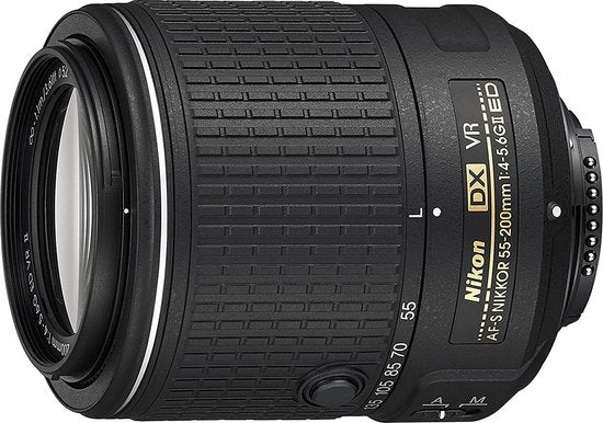 Nikon DX AF-S Nikkor 55-200mm f4-5.6G ED VR II lens, zwart, tweedehands
