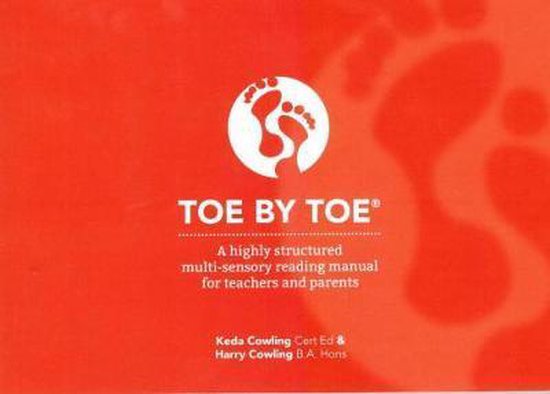 Toe by Toe, multi-sensory reading manual, Keda Cowling en Harry Cowling, rode liggende omslag met voetafdrukken, tweedehands