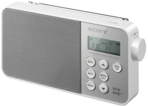 Sony XDR-S40DBP draagbare DAB en FM radio, wit, voorkant met display