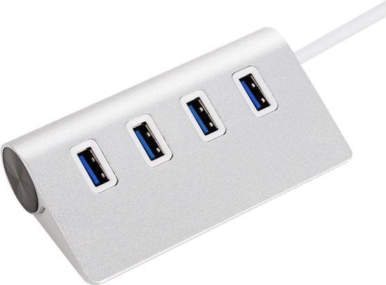 USB 3.0 Hub met 4 USB-A poorten - zilver