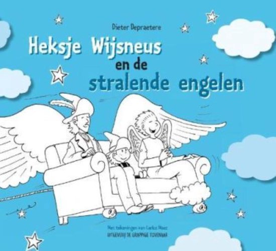 Heksje Wijsneus en de stralende engelen, D. Depraetere, boekomslag met engelen op een bank in de wolken, tweedehands