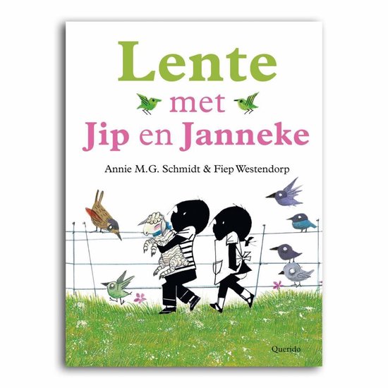 Lente met Jip en Janneke, Annie M.G. Schmidt en Fiep Westendorp, boekomslag voorkant met een lammetje, tweedehands
