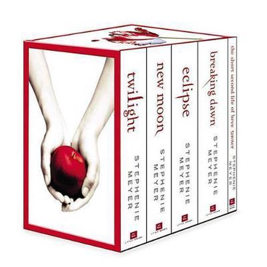 The Twilight Saga White Collection, Stephenie Meyer, witte box met vijf boeken en rode appel, tweedehands
