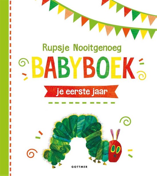 Rupsje Nooitgenoeg Babyboek, Eric Carle, boekomslag voorkant, tweedehands