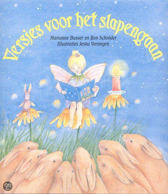 Versjes voor het slapengaan, Marianne Busser en Ron Schröder, blauwe omslag met een elfje dat voorleest, tweedehands