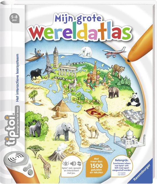Boek-tiptoi Mijn grote wereldatlas - Interactief boek met meer dan 1500 geluiden-tweedehands