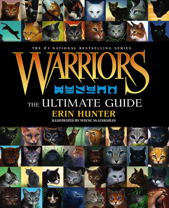 Warriors, The Ultimate Guide, Erin Hunter, zwarte omslag met portretten van katten, tweedehands