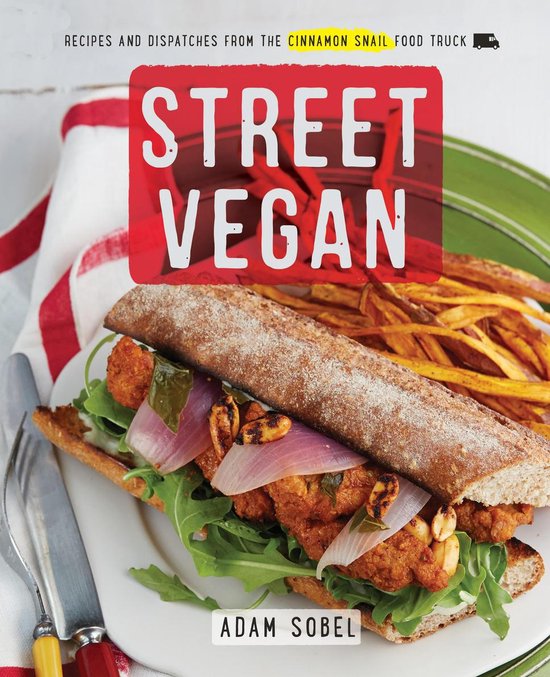Street Vegan, Adam Sobel, boekomslag voorkant met een broodje, tweedehands