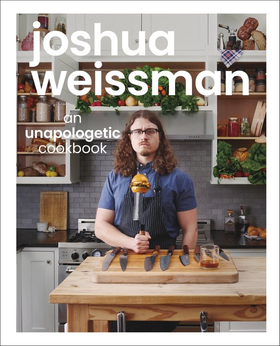 An Unapologetic Cookbook, Joshua Weissman, boekomslag voorkant met de auteur in een keuken, tweedehands