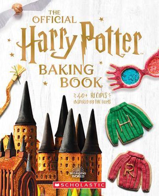 The Official Harry Potter Baking Book, Joanna Farrow, boekomslag voorkant met een Zweinstein-taart en koekjes, tweedehands