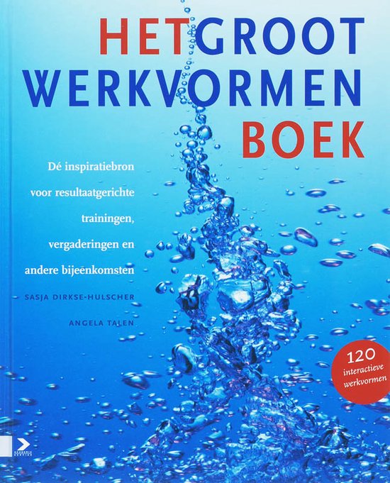 Het groot werkvormenboek, Sasja Dirkse-Hulscher, blauwe boekomslag voorkant met opstijgende luchtbellen, tweedehands