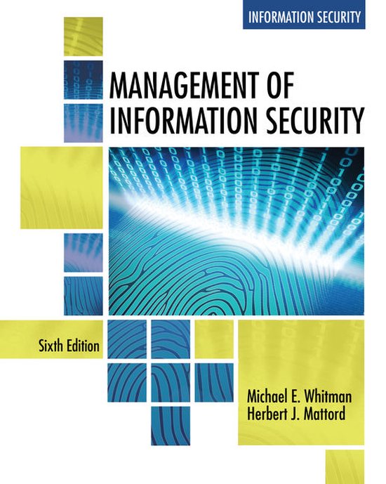 Management of Information Security, zesde editie, Michael E. Whitman, omslag met een vingerafdruk, tweedehands