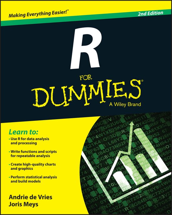 R For Dummies, 2nd edition, Andrie de Vries en Joris Meys, geel-zwarte omslag, tweedehands