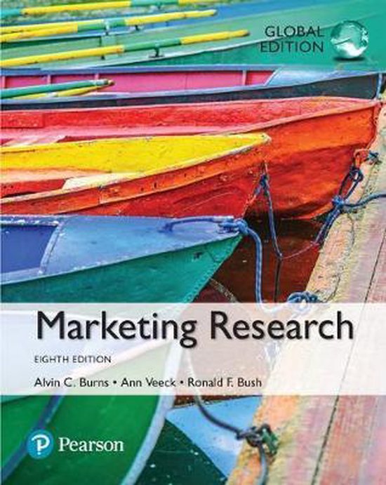 Marketing Research, Global Edition, achtste editie, Alvin C. Burns e.a., omslag met gekleurde bootjes, tweedehands