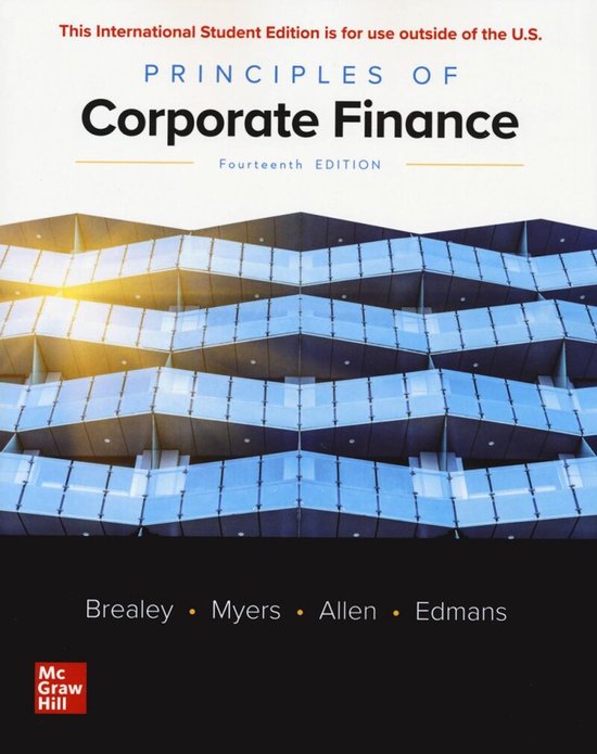 Principles of Corporate Finance, Richard A. Brealey, boekomslag voorkant met een gebouw met zonnepanelen, tweedehands