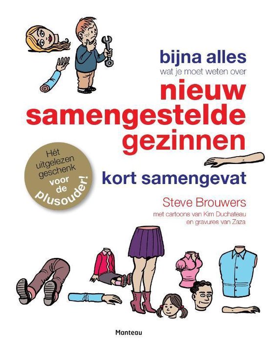 Bijna alles wat je moet weten over nieuw samengestelde gezinnen, Steve Brouwers, boekomslag met cartoonfiguren, tweedehands