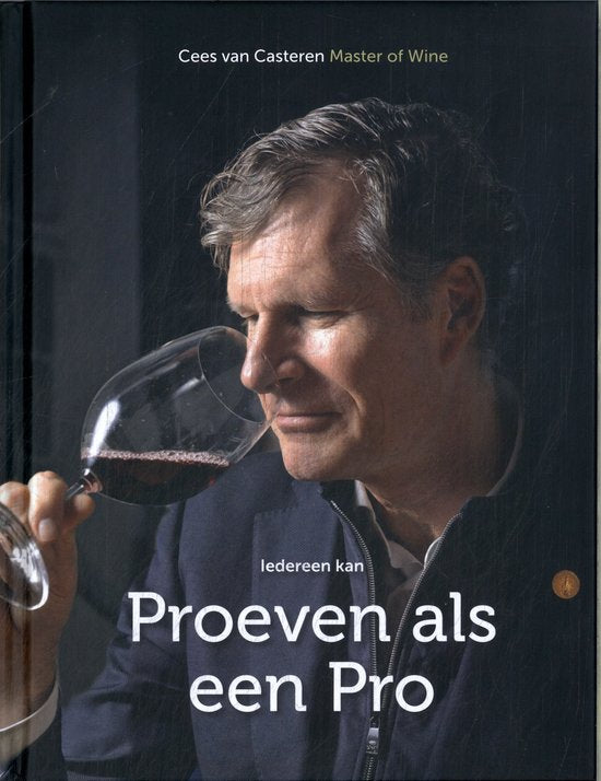 Proeven als een pro, Cees van Casteren, boekomslag voorkant met een man die rode wijn proeft, tweedehands