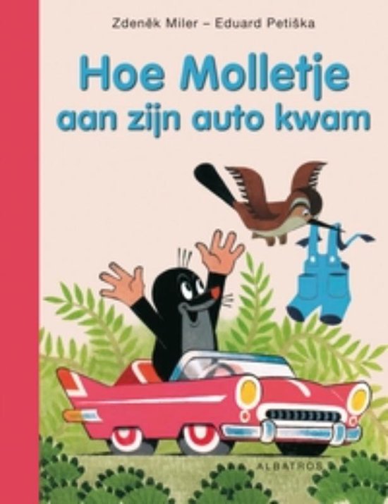 Molletje, Hoe Molletje aan zijn auto kwam, Zdeněk Miler en Eduard Petiška, omslag met Molletje in een roze auto, tweedehands