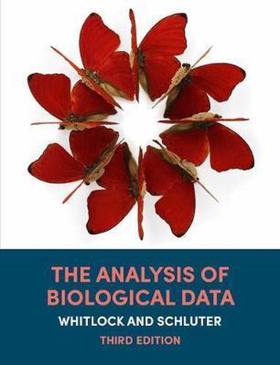 The Analysis of Biological Data, Michael C. Whitlock, boekomslag voorkant met rode vlinders in een cirkel, tweedehands