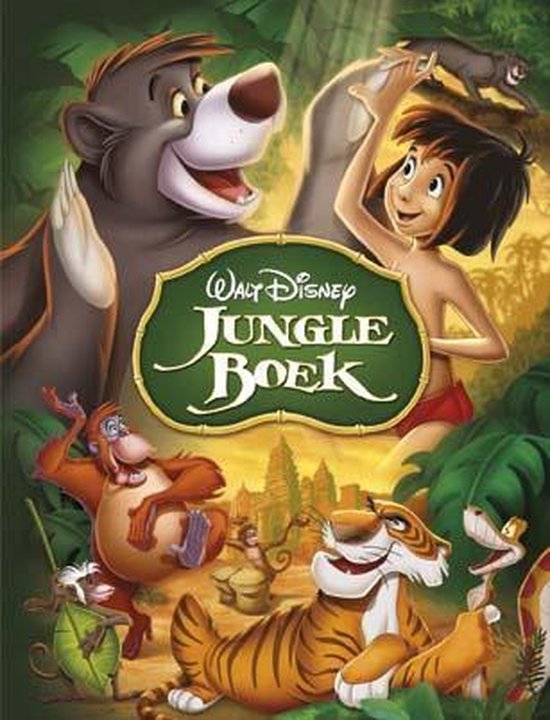 Walt Disney Jungle Boek, omslag met Baloe, Mowgli, Koning Lui en Shir Khan in de jungle, tweedehands