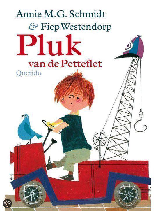 Pluk van de Petteflet, Annie M.G. Schmidt en Fiep Westendorp, omslag met een jongen in een rode kraanwagen, tweedehands