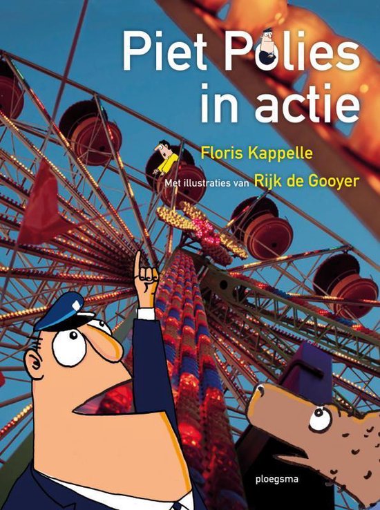 Piet Polies in actie, Floris Kappelle en Rijk de Gooyer, getekende agent en hond bij een reuzenrad, tweedehands