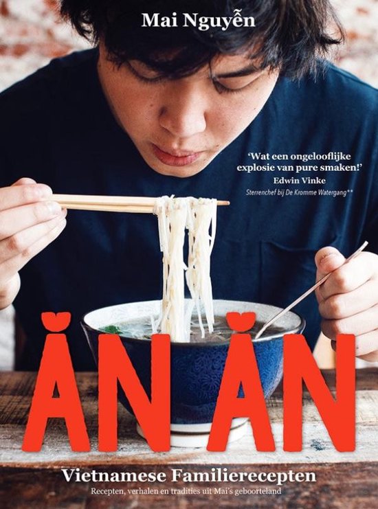 Ăn Ăn, Vietnamese familierecepten, Mai Nguyễn, omslag met iemand die noedels eet met stokjes, tweedehands