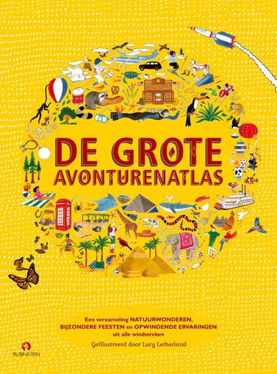 De grote avonturenatlas, Rachel Williams, geïllustreerd door Lucy Letherland, gele omslag, tweedehands