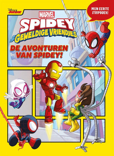Marvel Spidey en zijn geweldige vriendjes De avonturen van Spidey, Disney Junior stripboek gele omslag, tweedehands