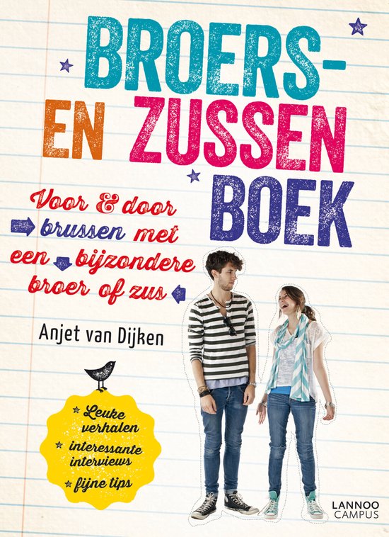 Broers-en zussenboek, Anjet van Dijken, boekomslag voorkant met twee tieners, tweedehands