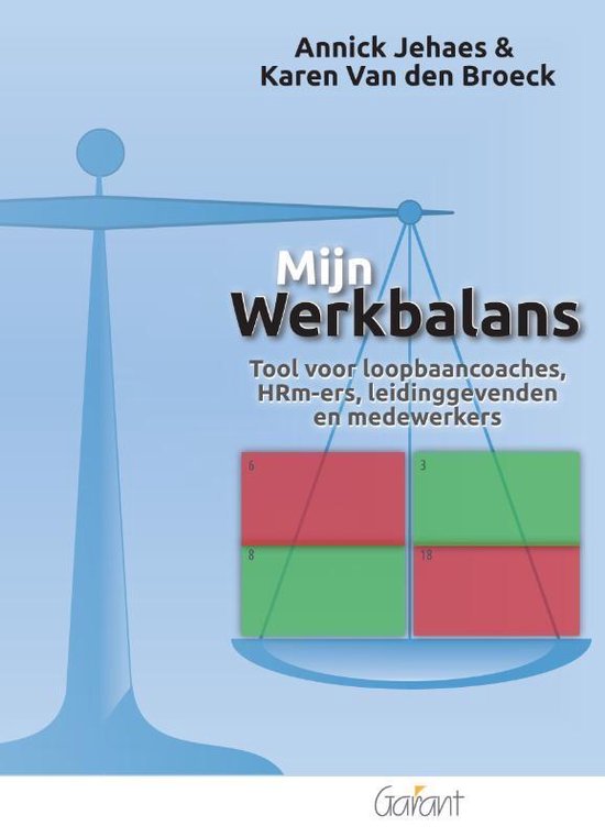 Mijn werkbalans, Annick Jehaes en Karen Van den Broeck, lichtblauwe omslag met een weegschaal, tweedehands