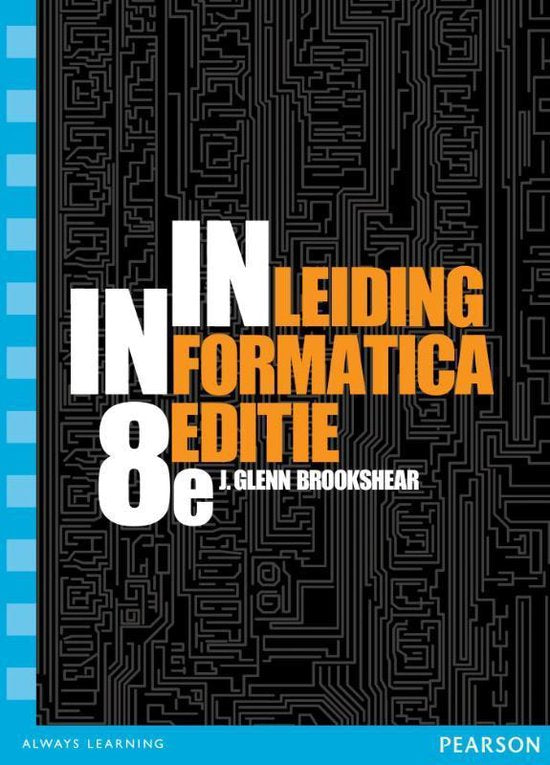 Inleiding Informatica, J. Glenn Brookshear, boekomslag voorkant met een printplaatpatroon, tweedehands