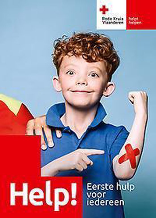 Help! Eerste hulp voor iedereen, Rode Kruis Vlaanderen, omslag met een lachende jongen met een pleister, tweedehands