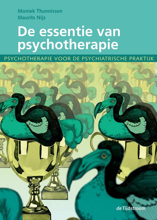 De essentie van psychotherapie, Moniek Thunnissen en Maurits Nijs, De Tijdstroom omslag met dodo s en bekers, tweedehands
