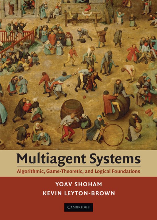 Multiagent Systems, Yoav Shoham en Kevin Leyton-Brown, omslag met een schilderij vol spelende figuren, tweedehands